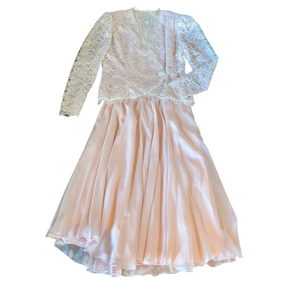 Jessica McClintock Dresses & Skirts - Jessica McClintock Vintage Skirt Suit Set Chiffon Lace